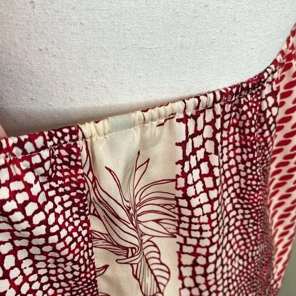 Banana Republic TWIST-NECK RED SUNSET MIDI DRESS Elegant Red and White Dress - Picture 11 of 15